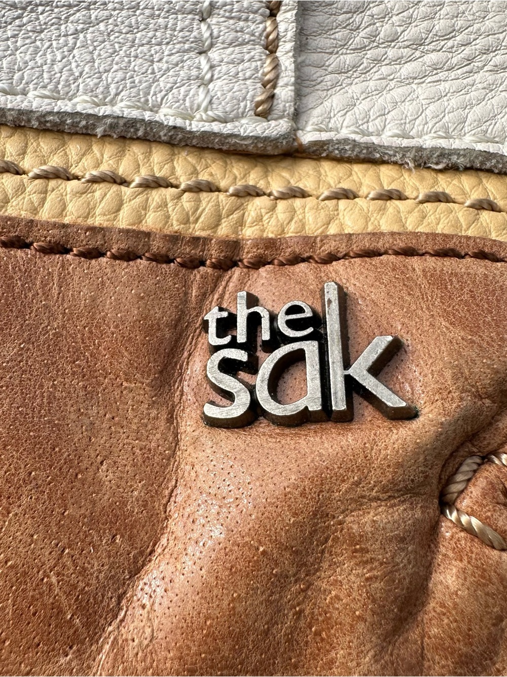 The Sak Kendra Leather Two-Tone Hobo Bag in Cream and Tan - Picture 4 of 8